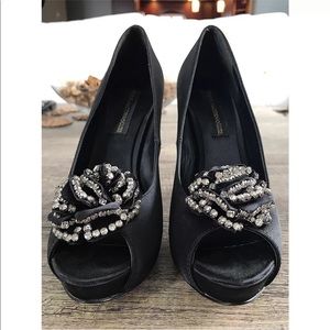 Steve Madden Luxe Satin Rhinestone Peep Toe Pump